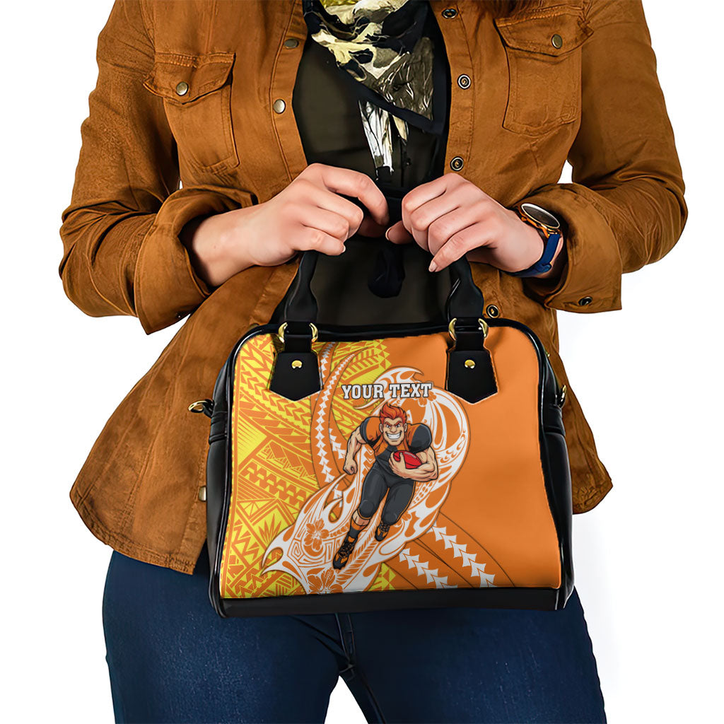 Personalized Greater Western Sydney Giants Shoulder Handbag Polynesian Tribal Giant Mascot With Hibiscus Floral Art