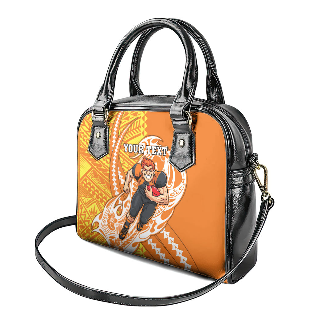 Personalized Greater Western Sydney Giants Shoulder Handbag Polynesian Tribal Giant Mascot With Hibiscus Floral Art