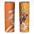 Personalized Greater Western Sydney Giants Skinny Tumbler Polynesian Tribal Giant Mascot With Hibiscus Floral Art