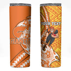 Personalized Greater Western Sydney Giants Skinny Tumbler Polynesian Tribal Giant Mascot With Hibiscus Floral Art