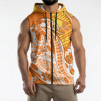 Personalized Greater Western Sydney Giants Sleeveless Zip Hoodie Polynesian Tribal Giant Mascot With Hibiscus Floral Art