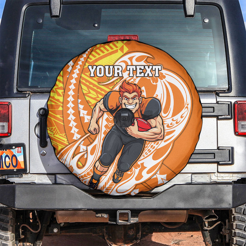 Personalized Greater Western Sydney Giants Spare Tire Cover Polynesian Tribal Giant Mascot With Hibiscus Floral Art