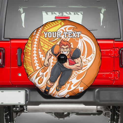 Personalized Greater Western Sydney Giants Spare Tire Cover Polynesian Tribal Giant Mascot With Hibiscus Floral Art