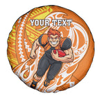 Personalized Greater Western Sydney Giants Spare Tire Cover Polynesian Tribal Giant Mascot With Hibiscus Floral Art