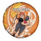 Personalized Greater Western Sydney Giants Spare Tire Cover Polynesian Tribal Giant Mascot With Hibiscus Floral Art