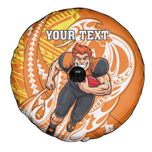 Personalized Greater Western Sydney Giants Spare Tire Cover Polynesian Tribal Giant Mascot With Hibiscus Floral Art