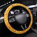 Greater Western Sydney Giants Steering Wheel Cover Polynesian Tribal Giant Mascot With Hibiscus Floral Art