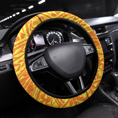 Greater Western Sydney Giants Steering Wheel Cover Polynesian Tribal Giant Mascot With Hibiscus Floral Art