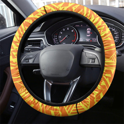 Greater Western Sydney Giants Steering Wheel Cover Polynesian Tribal Giant Mascot With Hibiscus Floral Art