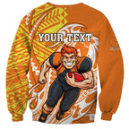 Personalized Greater Western Sydney Giants Sweatshirt Polynesian Tribal Giant Mascot With Hibiscus Floral Art