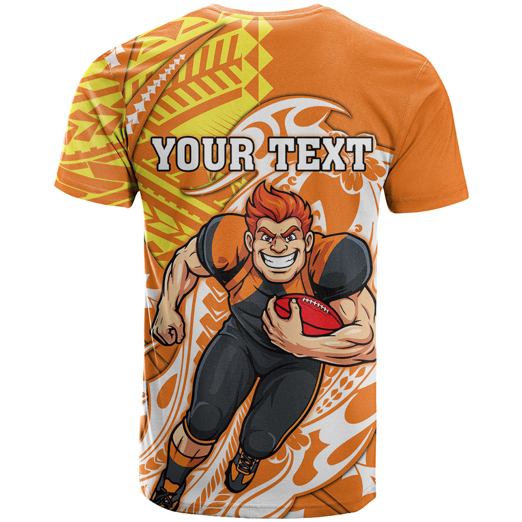 Personalized Greater Western Sydney Giants T Shirt Polynesian Tribal Giant Mascot With Hibiscus Floral Art