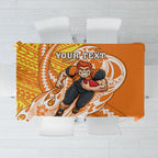 Personalized Greater Western Sydney Giants Tablecloth Polynesian Tribal Giant Mascot With Hibiscus Floral Art