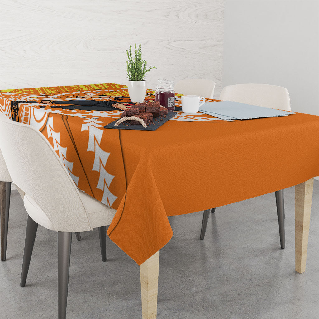 Personalized Greater Western Sydney Giants Tablecloth Polynesian Tribal Giant Mascot With Hibiscus Floral Art