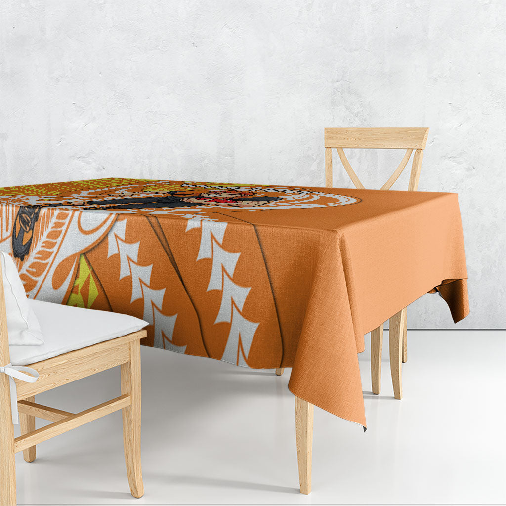 Personalized Greater Western Sydney Giants Tablecloth Polynesian Tribal Giant Mascot With Hibiscus Floral Art