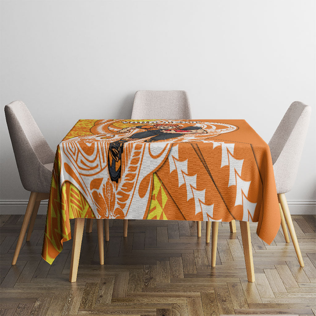 Personalized Greater Western Sydney Giants Tablecloth Polynesian Tribal Giant Mascot With Hibiscus Floral Art