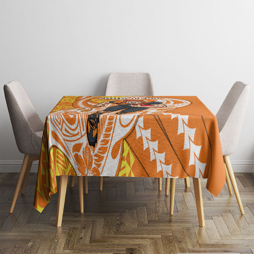 Personalized Greater Western Sydney Giants Tablecloth Polynesian Tribal Giant Mascot With Hibiscus Floral Art