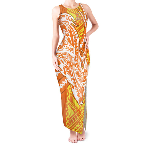 Personalized Greater Western Sydney Giants Tank Maxi Dress Polynesian Tribal Giant Mascot With Hibiscus Floral Art