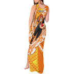 Personalized Greater Western Sydney Giants Tank Maxi Dress Polynesian Tribal Giant Mascot With Hibiscus Floral Art