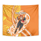 Personalized Greater Western Sydney Giants Tapestry Polynesian Tribal Giant Mascot With Hibiscus Floral Art