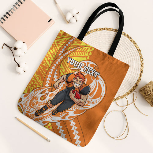 Personalized Greater Western Sydney Giants Tote Bag Polynesian Tribal Giant Mascot With Hibiscus Floral Art