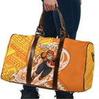 Personalized Greater Western Sydney Giants Travel Bag Polynesian Tribal Giant Mascot With Hibiscus Floral Art