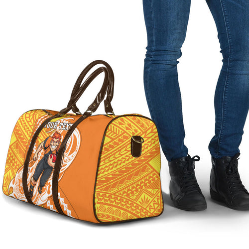 Personalized Greater Western Sydney Giants Travel Bag Polynesian Tribal Giant Mascot With Hibiscus Floral Art