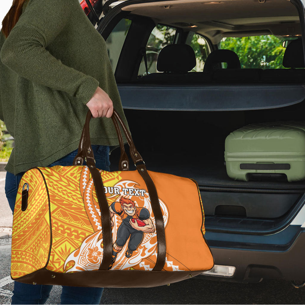 Personalized Greater Western Sydney Giants Travel Bag Polynesian Tribal Giant Mascot With Hibiscus Floral Art