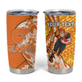 Personalized Greater Western Sydney Giants Tumbler Cup Polynesian Tribal Giant Mascot With Hibiscus Floral Art