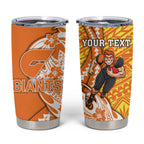 Personalized Greater Western Sydney Giants Tumbler Cup Polynesian Tribal Giant Mascot With Hibiscus Floral Art