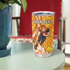 Personalized Greater Western Sydney Giants Tumbler Cup Polynesian Tribal Giant Mascot With Hibiscus Floral Art