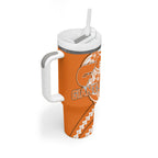 Personalized Greater Western Sydney Giants Tumbler With Handle Polynesian Tribal Giant Mascot With Hibiscus Floral Art