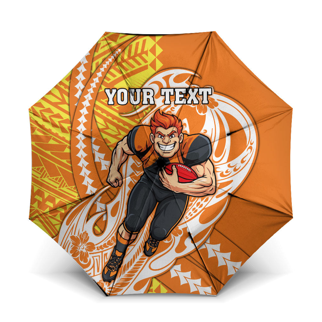 Personalized Greater Western Sydney Giants Umbrella Polynesian Tribal Giant Mascot With Hibiscus Floral Art