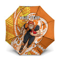 Personalized Greater Western Sydney Giants Umbrella Polynesian Tribal Giant Mascot With Hibiscus Floral Art
