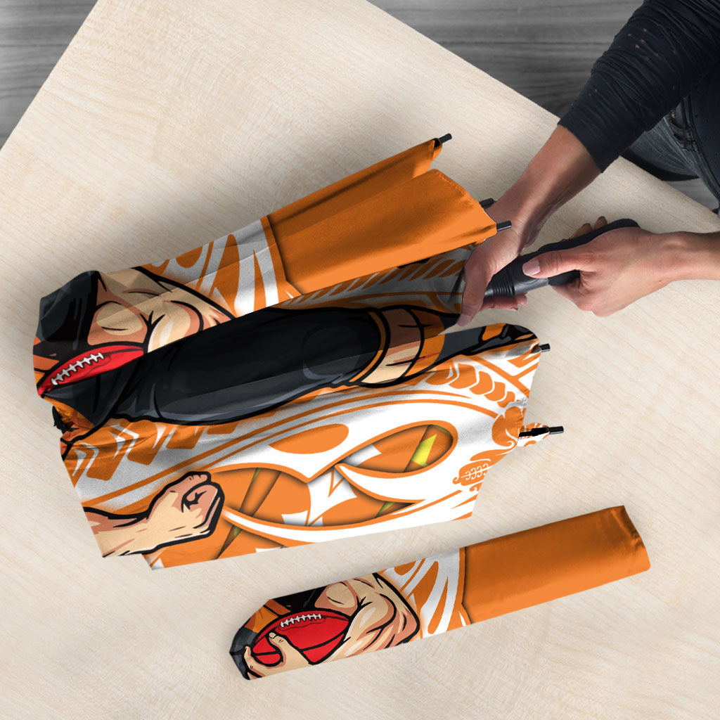 Personalized Greater Western Sydney Giants Umbrella Polynesian Tribal Giant Mascot With Hibiscus Floral Art