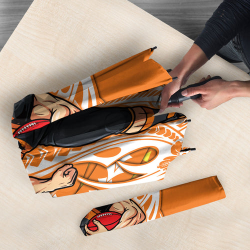 Personalized Greater Western Sydney Giants Umbrella Polynesian Tribal Giant Mascot With Hibiscus Floral Art