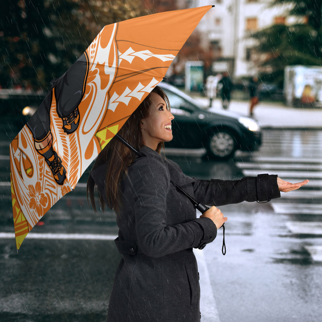 Personalized Greater Western Sydney Giants Umbrella Polynesian Tribal Giant Mascot With Hibiscus Floral Art