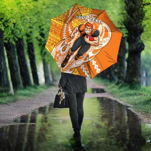Personalized Greater Western Sydney Giants Umbrella Polynesian Tribal Giant Mascot With Hibiscus Floral Art