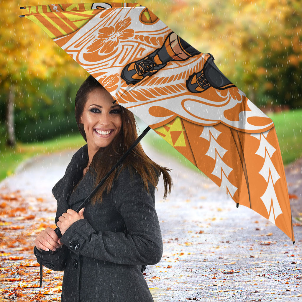 Personalized Greater Western Sydney Giants Umbrella Polynesian Tribal Giant Mascot With Hibiscus Floral Art