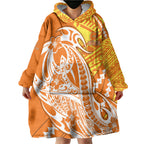Personalized Greater Western Sydney Giants Wearable Blanket Hoodie Polynesian Tribal Giant Mascot With Hibiscus Floral Art