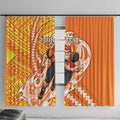 Personalized Greater Western Sydney Giants Window Curtain Polynesian Tribal Giant Mascot With Hibiscus Floral Art