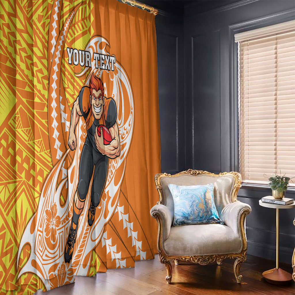Personalized Greater Western Sydney Giants Window Curtain Polynesian Tribal Giant Mascot With Hibiscus Floral Art