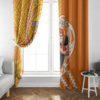 Personalized Greater Western Sydney Giants Window Curtain Polynesian Tribal Giant Mascot With Hibiscus Floral Art