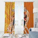 Personalized Greater Western Sydney Giants Window Curtain Polynesian Tribal Giant Mascot With Hibiscus Floral Art