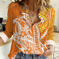 Personalized Greater Western Sydney Giants Women Casual Shirt Polynesian Tribal Giant Mascot With Hibiscus Floral Art