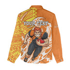 Personalized Greater Western Sydney Giants Women Casual Shirt Polynesian Tribal Giant Mascot With Hibiscus Floral Art