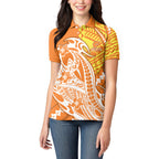 Personalized Greater Western Sydney Giants Women Polo Shirt Polynesian Tribal Giant Mascot With Hibiscus Floral Art