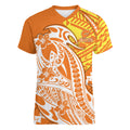 Personalized Greater Western Sydney Giants Women V-Neck T-Shirt Polynesian Tribal Giant Mascot With Hibiscus Floral Art