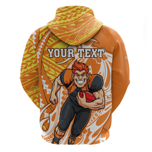 Personalized Greater Western Sydney Giants Zip Hoodie Polynesian Tribal Giant Mascot With Hibiscus Floral Art
