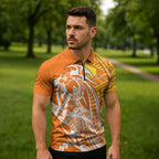 Personalized Greater Western Sydney Giants Zipper Polo Shirt Polynesian Tribal Giant Mascot With Hibiscus Floral Art