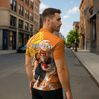 Personalized Greater Western Sydney Giants Zipper Polo Shirt Polynesian Tribal Giant Mascot With Hibiscus Floral Art